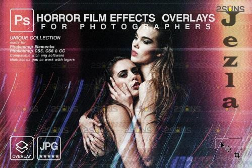 Horror effects, Film Grain Textures, Scratch Photo Overlays V2 - 1447898