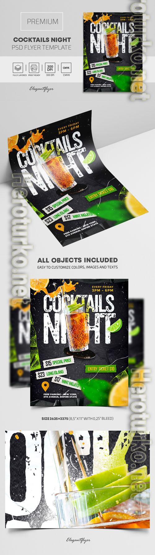 Cocktails Night Premium PSD Flyer Template