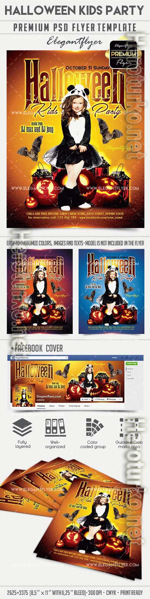 Halloween Kids Party Flyer PSD Template