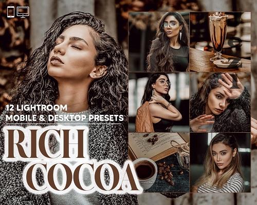 12 Rich Cocoa Lightroom Presets, Brown Mobile Preset, Hot Coffee Desktop LR Filter 