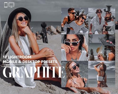 12 Graphite Lightroom Presets, Smooky Gray Mobile Preset, Grey Desktop LR Filte