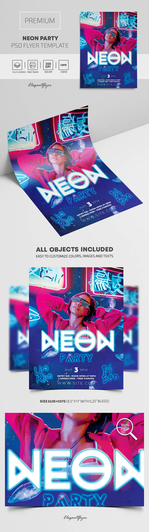 Neon Party Premium PSD Flyer Template