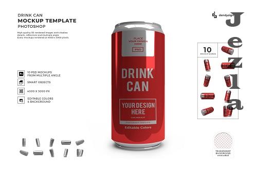 Drink Can Packaging 3D Mockup Template Bundle - 1579471