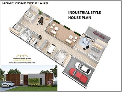 INDUSTRIAL STYLE House Plan  Modern Large Family Home  3 Living Areas  Home Studio Double Garage