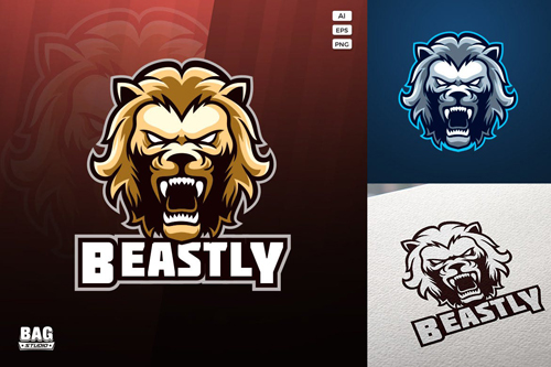 Golden Lion Esport Logo design templates