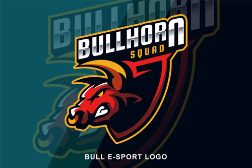 Bull Angry E Sport logo design templates
