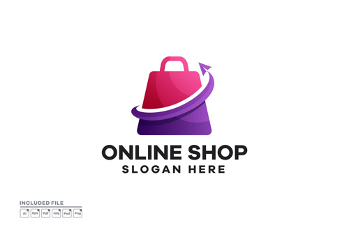 Elements online shop gradient logo design