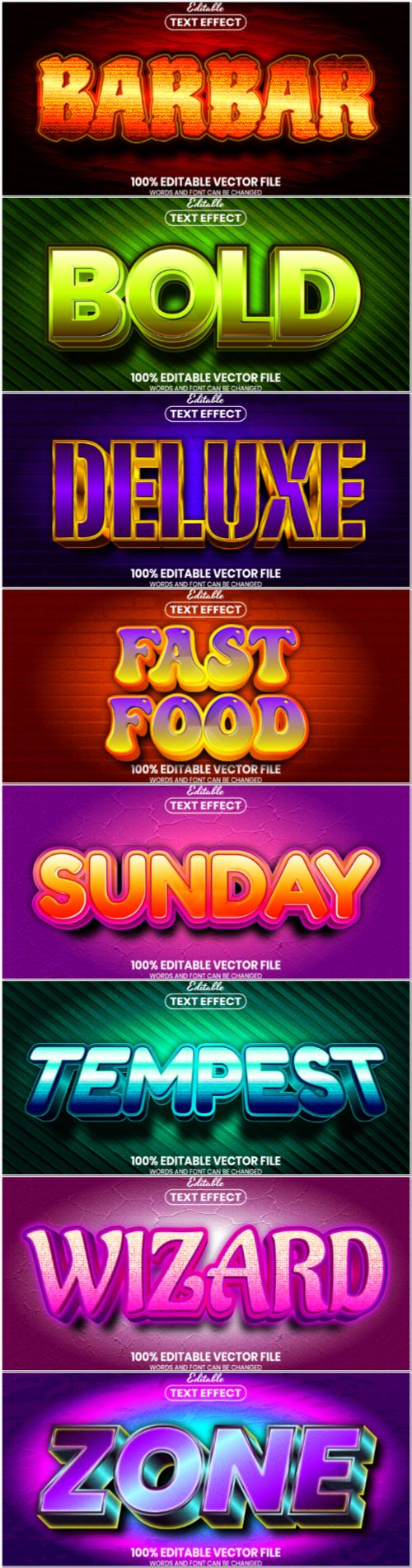 3d text editable style effect vector vol 70