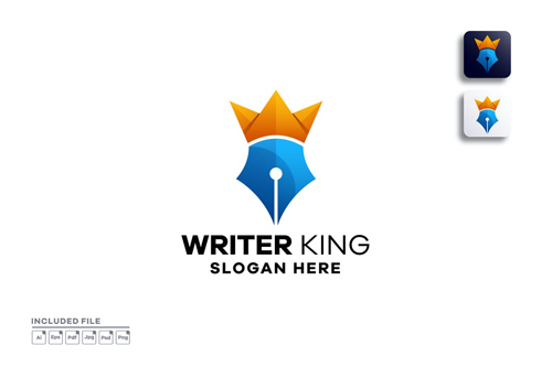 Pen king gradient logo template design 