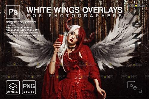 Realistic White Angel Wings Photoshop Overlays V1 - 1583893