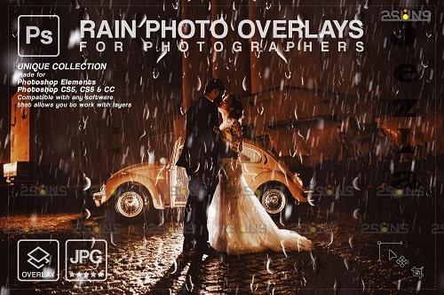 Rain overlay & Photoshop overlay Realistic falling rain - 1584028