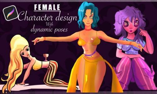 Skillshare - Female character design with dynamic poses in Procreate