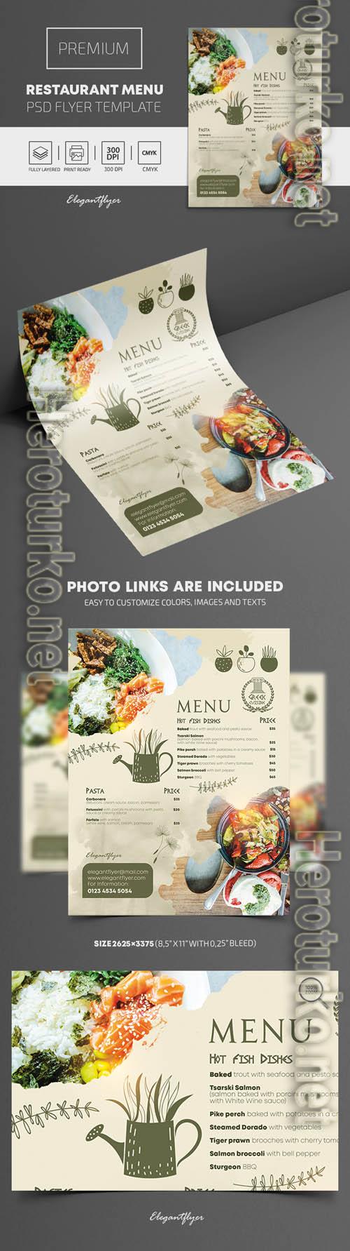 Restaurant Menu Premium PSD Flyer Template Restaurant Menu Premium PSD Flyer Template