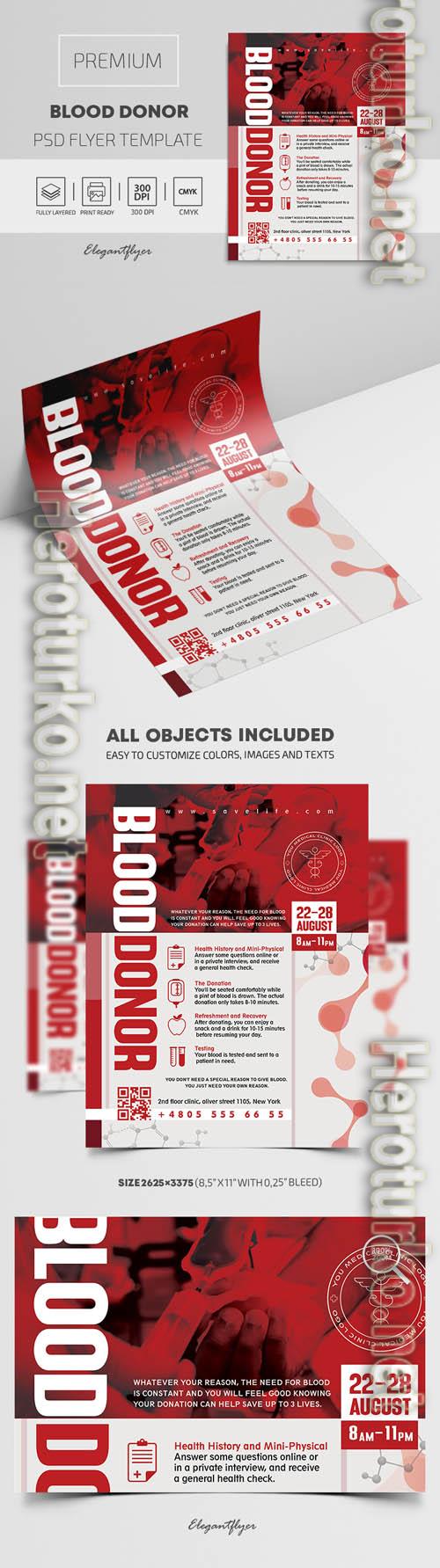 Blood Donor Premium PSD Flyer Template