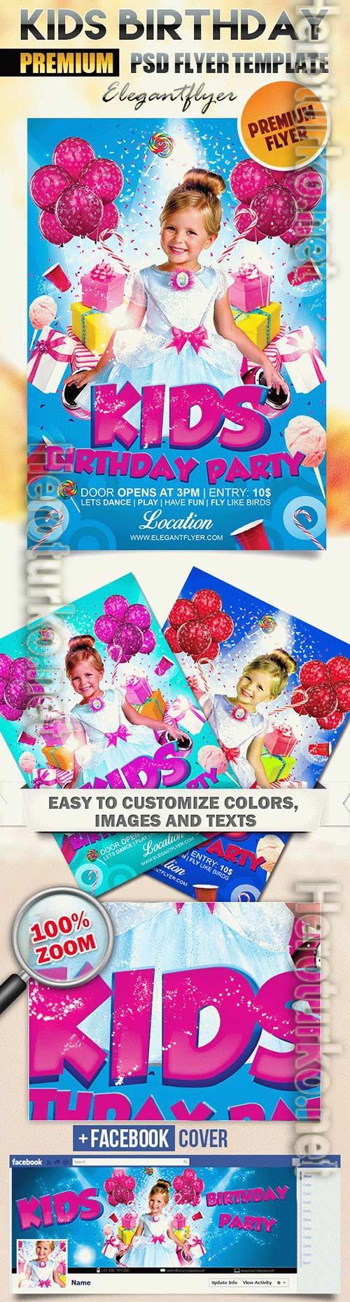 Kids Birthday Party  Flyer PSD Template
