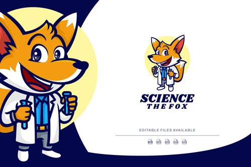 Fox Cartoon Character Logo design template