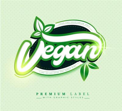 Vegan Food   Premium Label   Vector Graphic Style Template