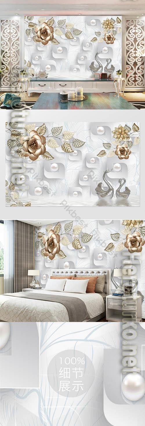 Geometric image pearl wrought iron flower tv background wall Geometric image pearl wrought iron flower tv background wall