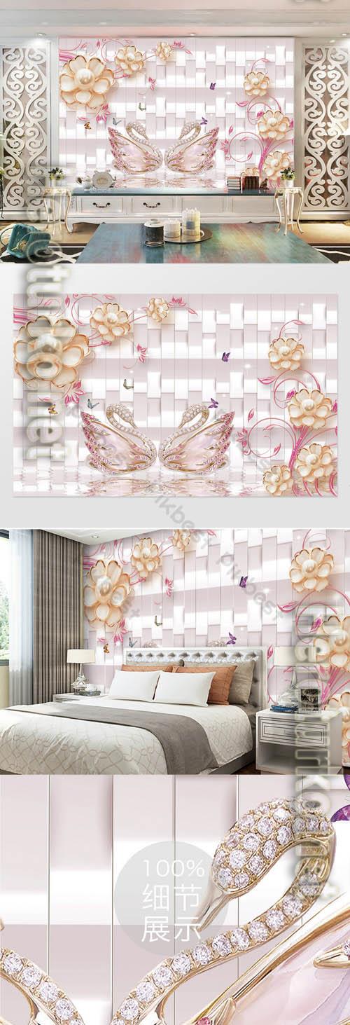 Luxury jewelry 3d tv background wall