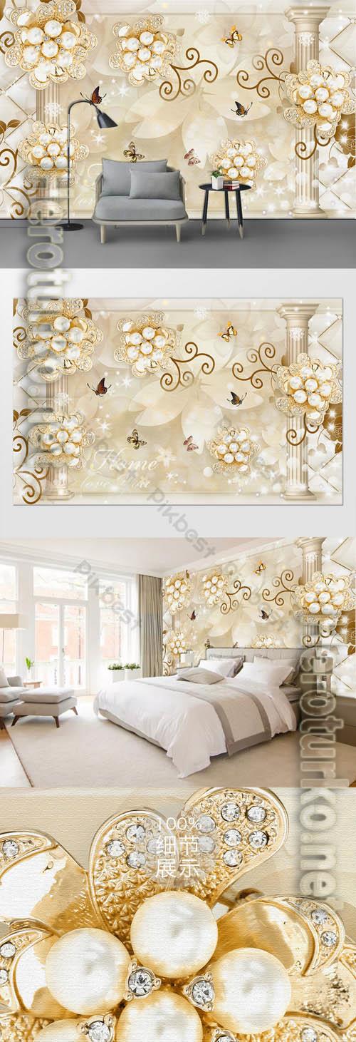 Personalized custom modern minimalist jewelry flower living room wall