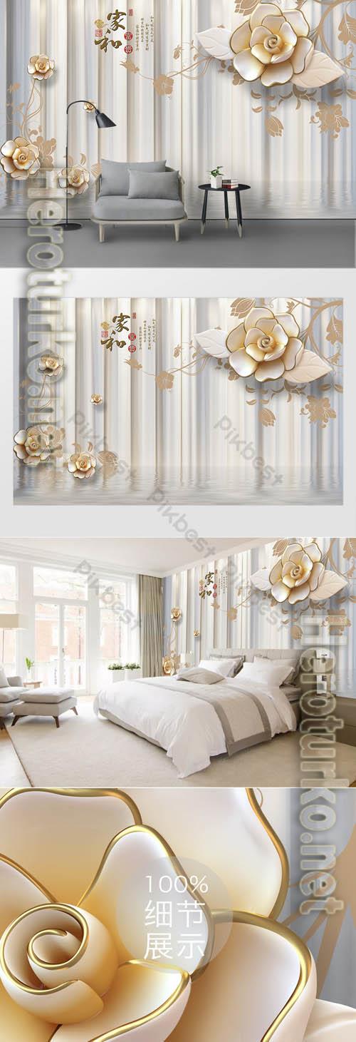 Embossed plum blossom elegant 3d tv background wall Embossed plum blossom elegant 3d tv background wall