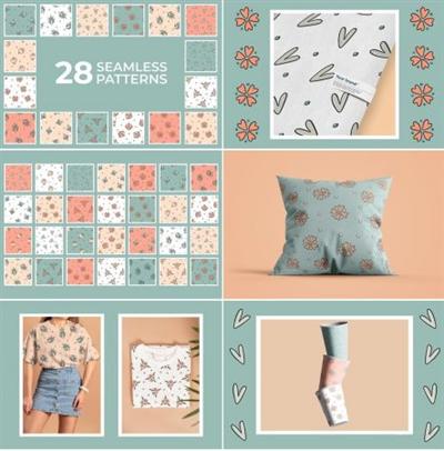 CreativeMarket   Floral abstract seamless patterns 5902288