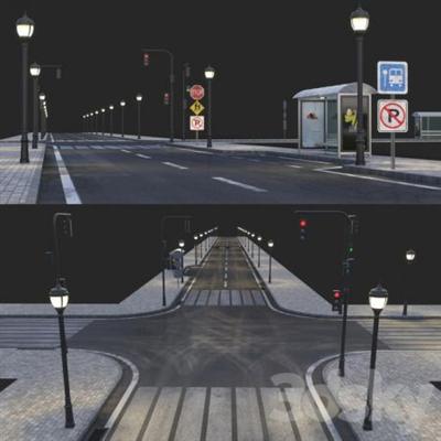 3DSky   Road and busstop 3d model