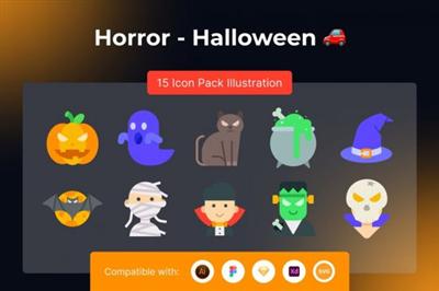 Vector Horror   Halloween Icon Illustration