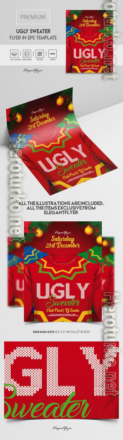 Ugly Sweater Premium Vector Flyer EPS Template