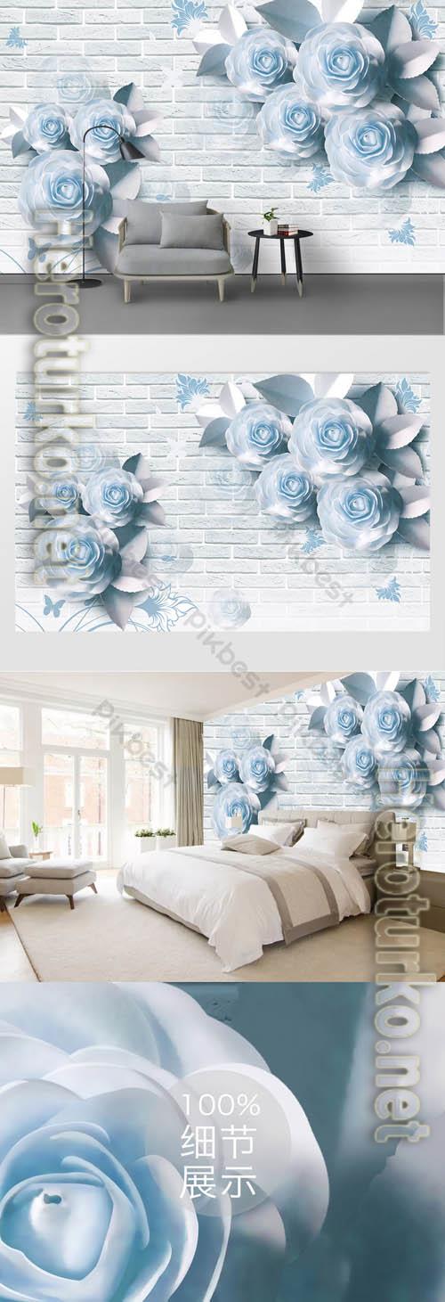 Blue floral background wall decoration