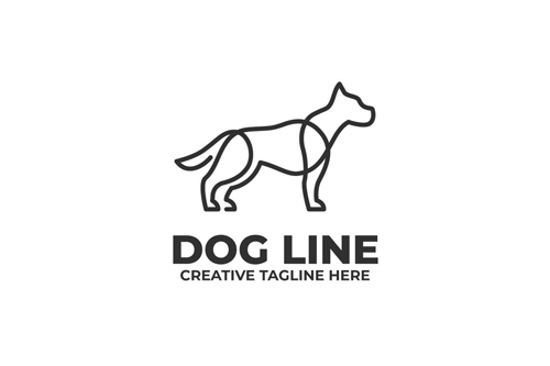 One Line Dog Illustration Logo