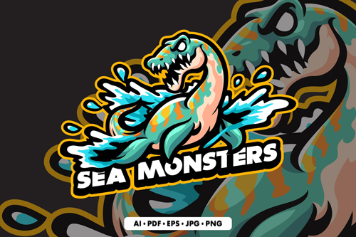 Sea Monster Mascot logo