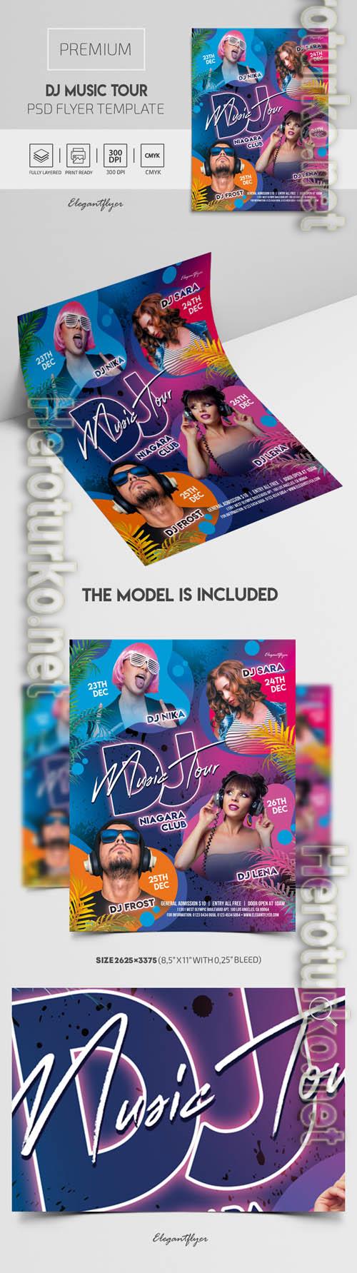 DJ Music Tour Premium PSD Flyer Template