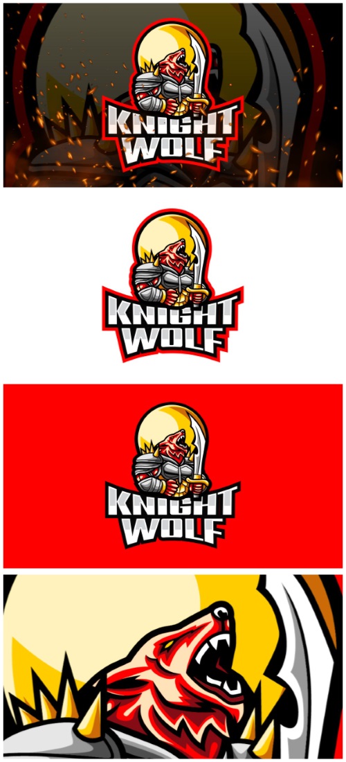 Knight Wolf E-Sport and Sport Logo Template
