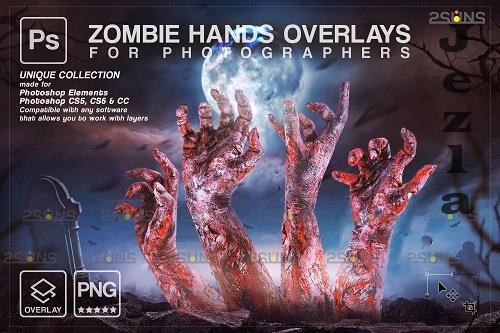 Halloween photo overlay & Halloween clipart: Zombie hands - 1584014