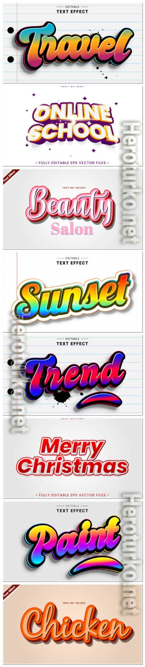 Set 3d editable text style effect vector vol 114 Set 3d editable text style effect vector vol 114