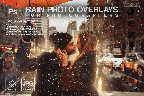 Rain overlay & Photoshop overlay Realistic falling rain V2 - 1584033