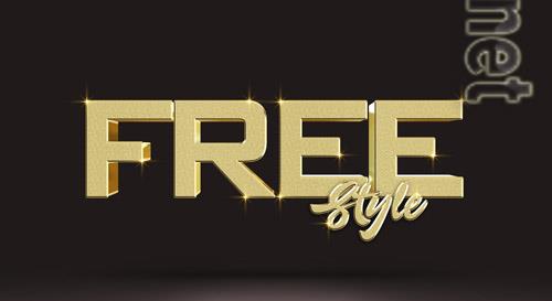 Realistic gold freestyle 3d text style effect mockup template Premium Psd
