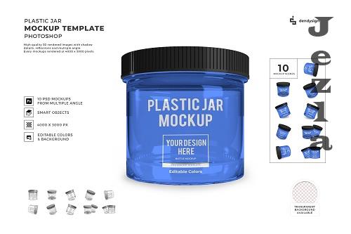 Plastic Jar Packaging 3D Mockup Template Bundle - 1599006
