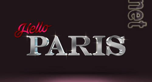 Hello paris 3d text style effect mockup template Premium Psd