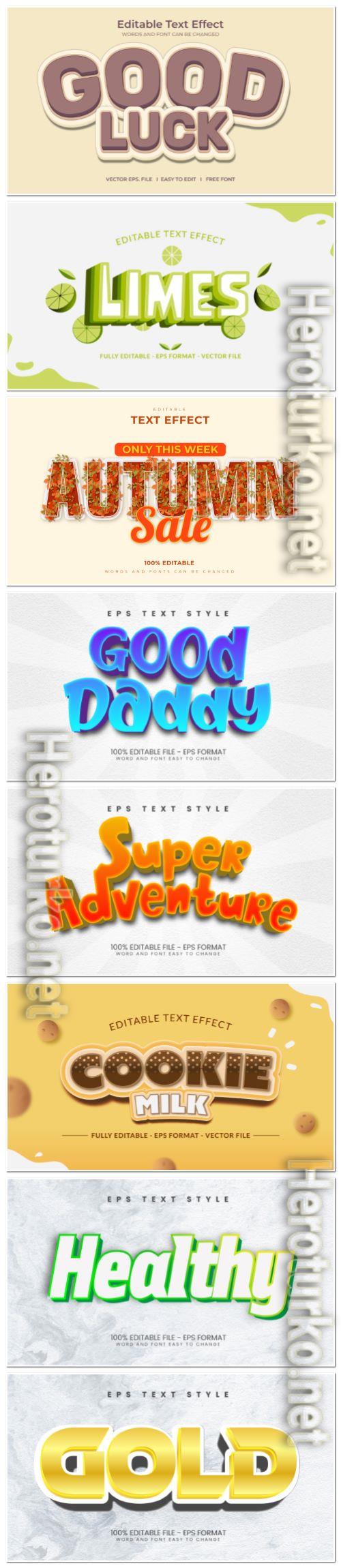 Set 3d editable text style effect vector vol 119 Set 3d editable text style effect vector vol 119