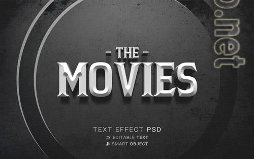 Text effect the end old movie psd design