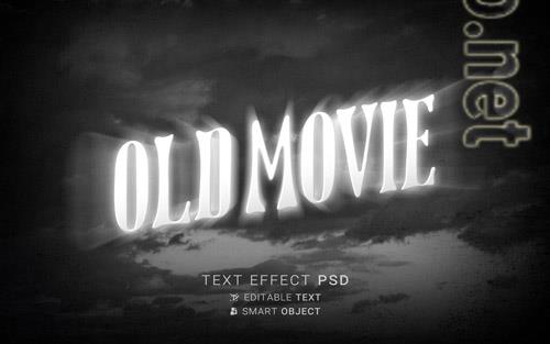 Text effect end old movie psd design
