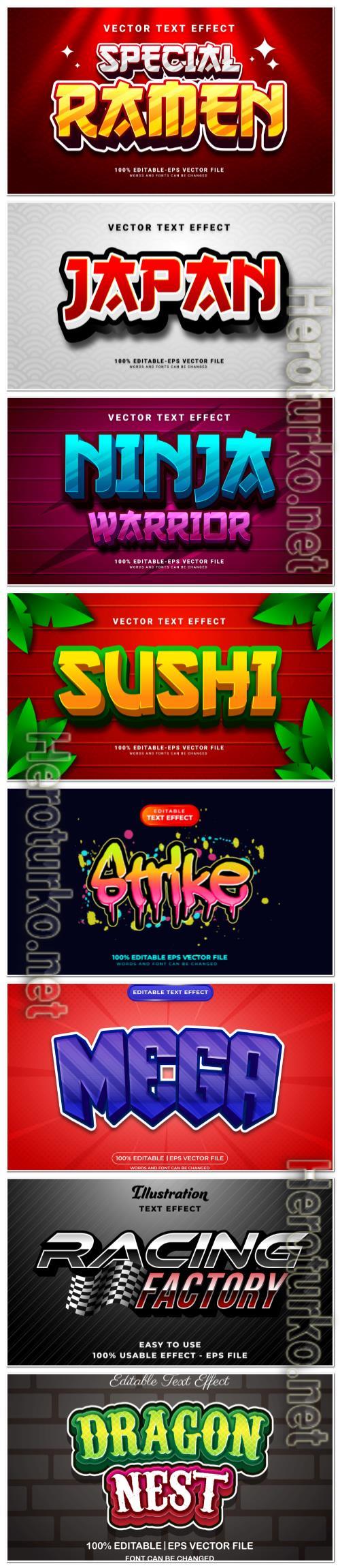 Set 3d editable text style effect vector vol 116 Set 3d editable text style effect vector vol 116