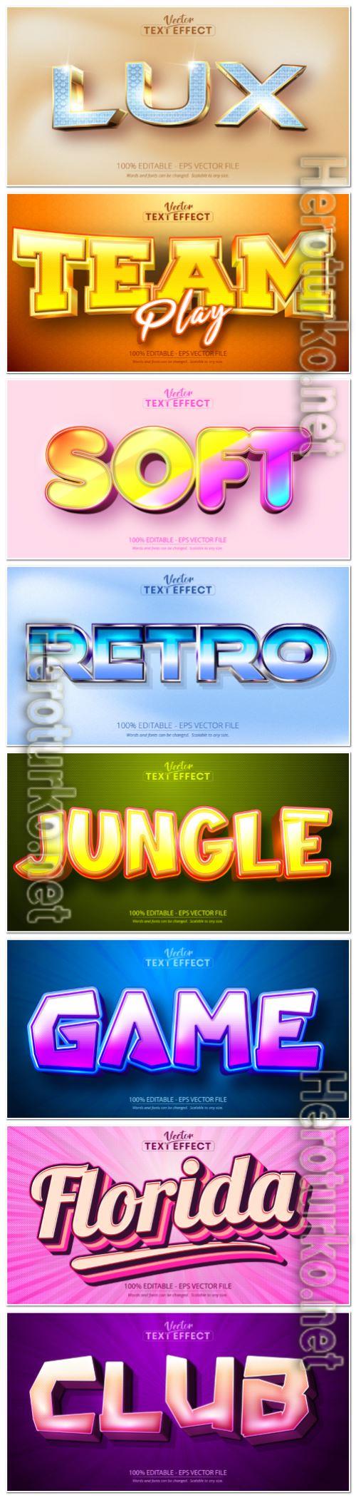 Set 3d editable text style effect vector vol 144