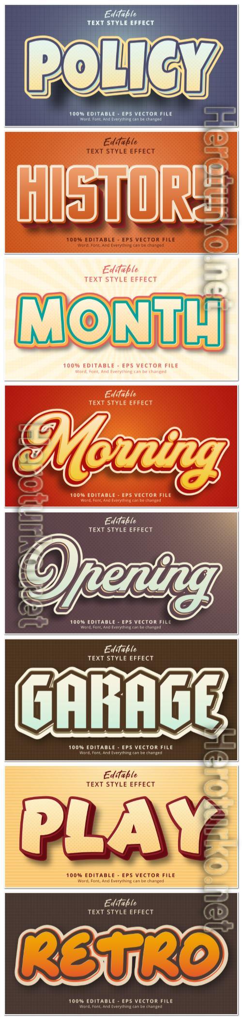 Set 3d editable text style effect vector vol 143