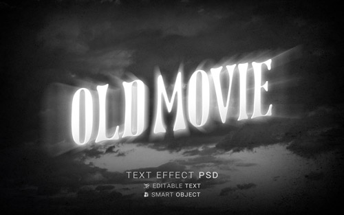 Text effect end old movie psd design