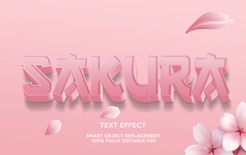 Sakura text effect template Premium Psd
