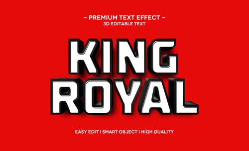 King royal 3d text effect template Premium Psd