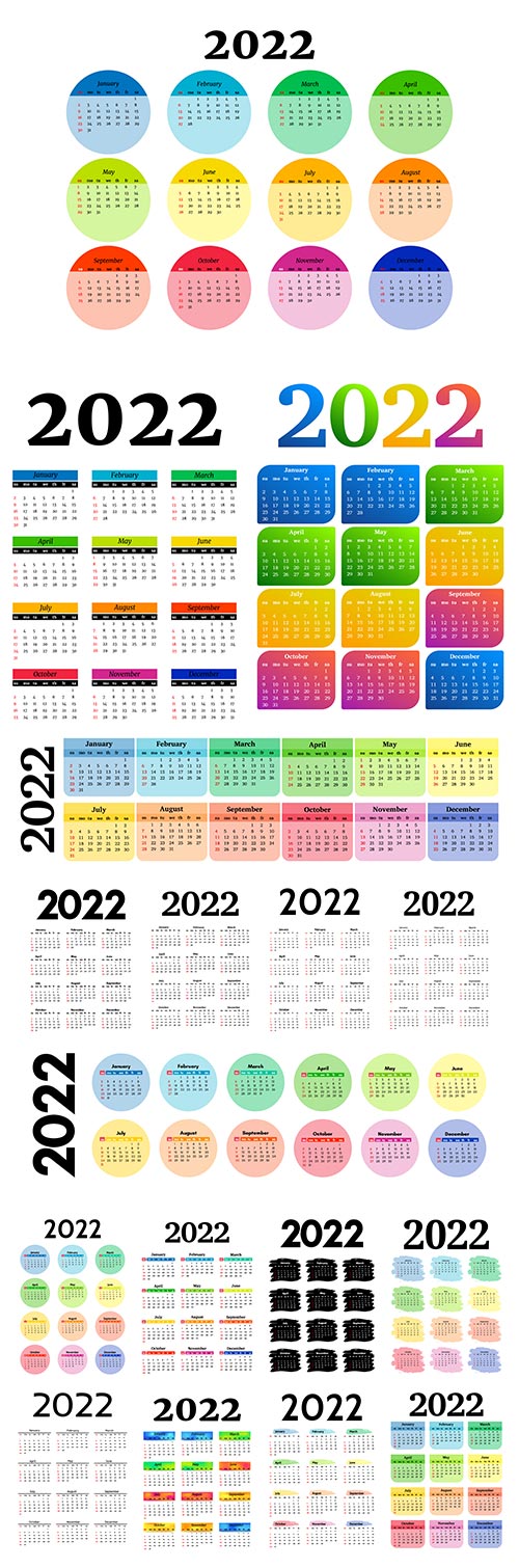 Calendars for 2022 vector design